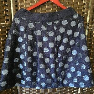 Anthropologie Navy and Light Blue Polka Dot Skirt